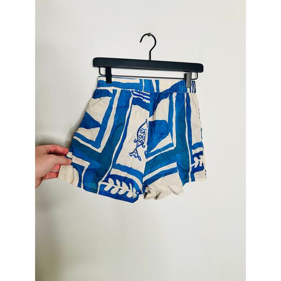 SOLEIL SOLEIL Blue Graphic Print 100% Cotton Pull-On Overswim Shorts size 1 - Picture 5 of 10